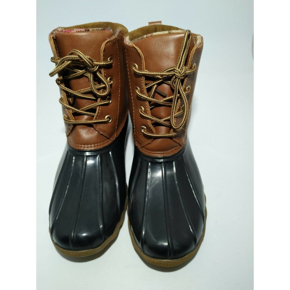 Jessica Carlyle Gavin Ankle Duck Boots Black & Brown Women Size 9